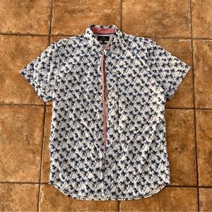 Michael Brandon Men’s Casual Island Trees Blue Button Down Medium